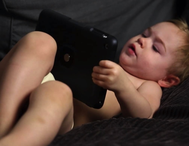 Baby using tablet